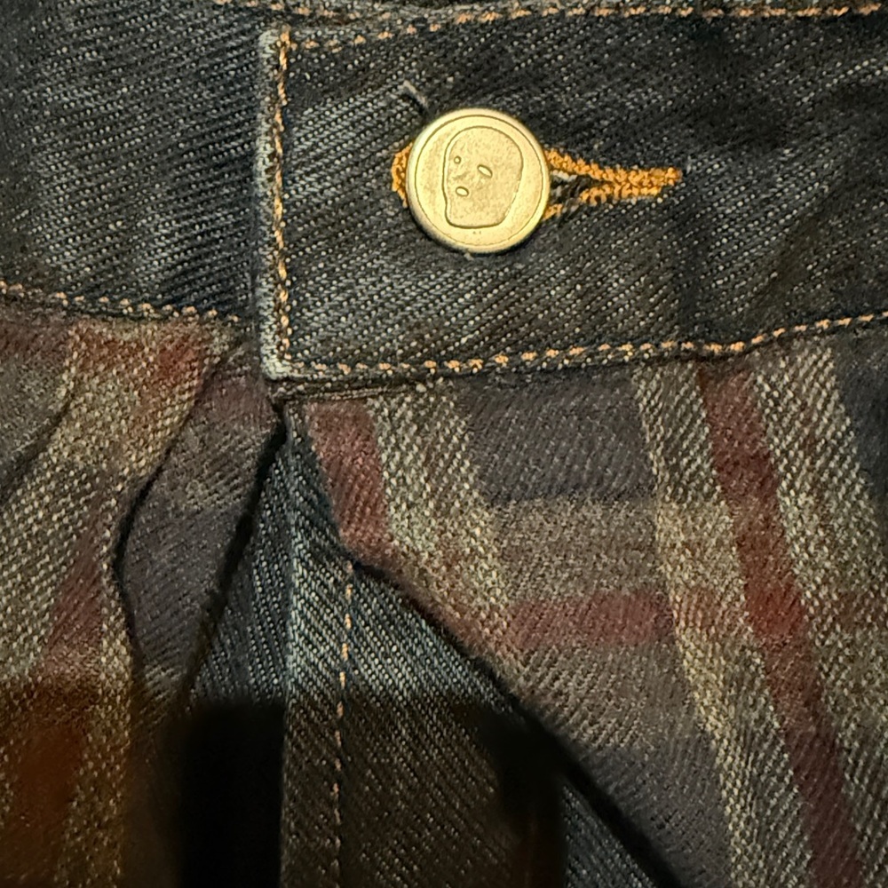 YOUTHS IN BALACLAVA Blue Denim Flannel Godstar Shorts - Picture 4 of 6